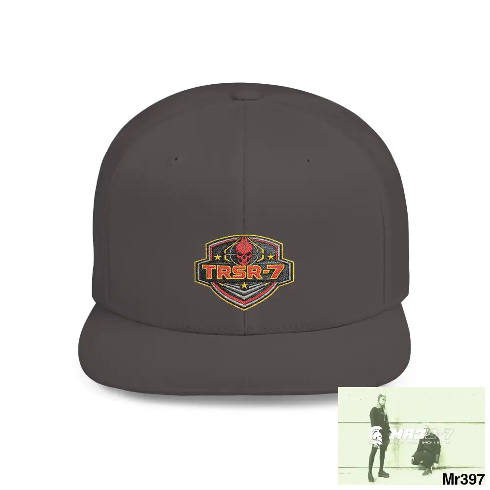 Snapback Hat — TRSR-7 Black Ops - SoCom Retro Logo Flat-Bill Cap One size / Dark Grey Hats