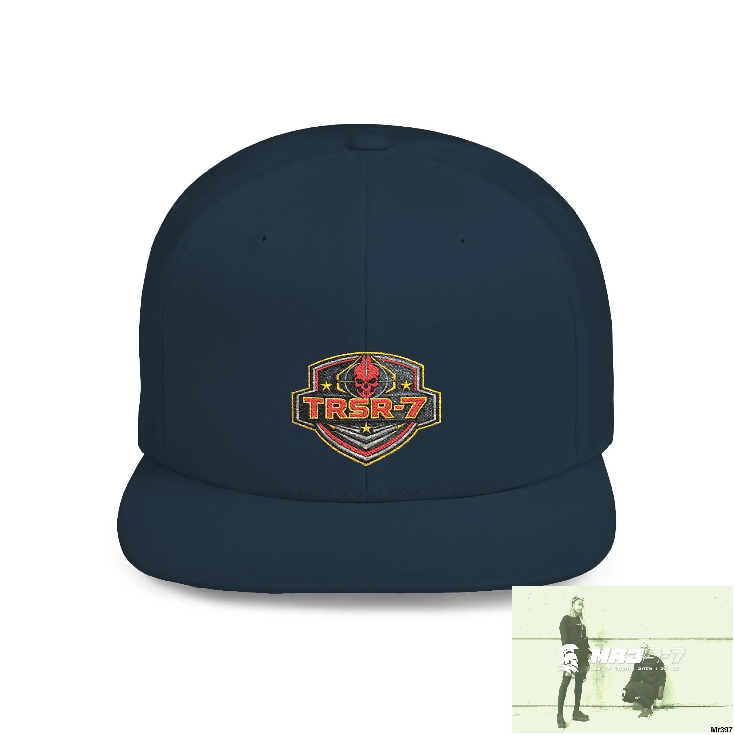 Snapback Hat — TRSR-7 Black Ops - SoCom Retro Logo Flat-Bill Cap One size / Dark Navy Hats