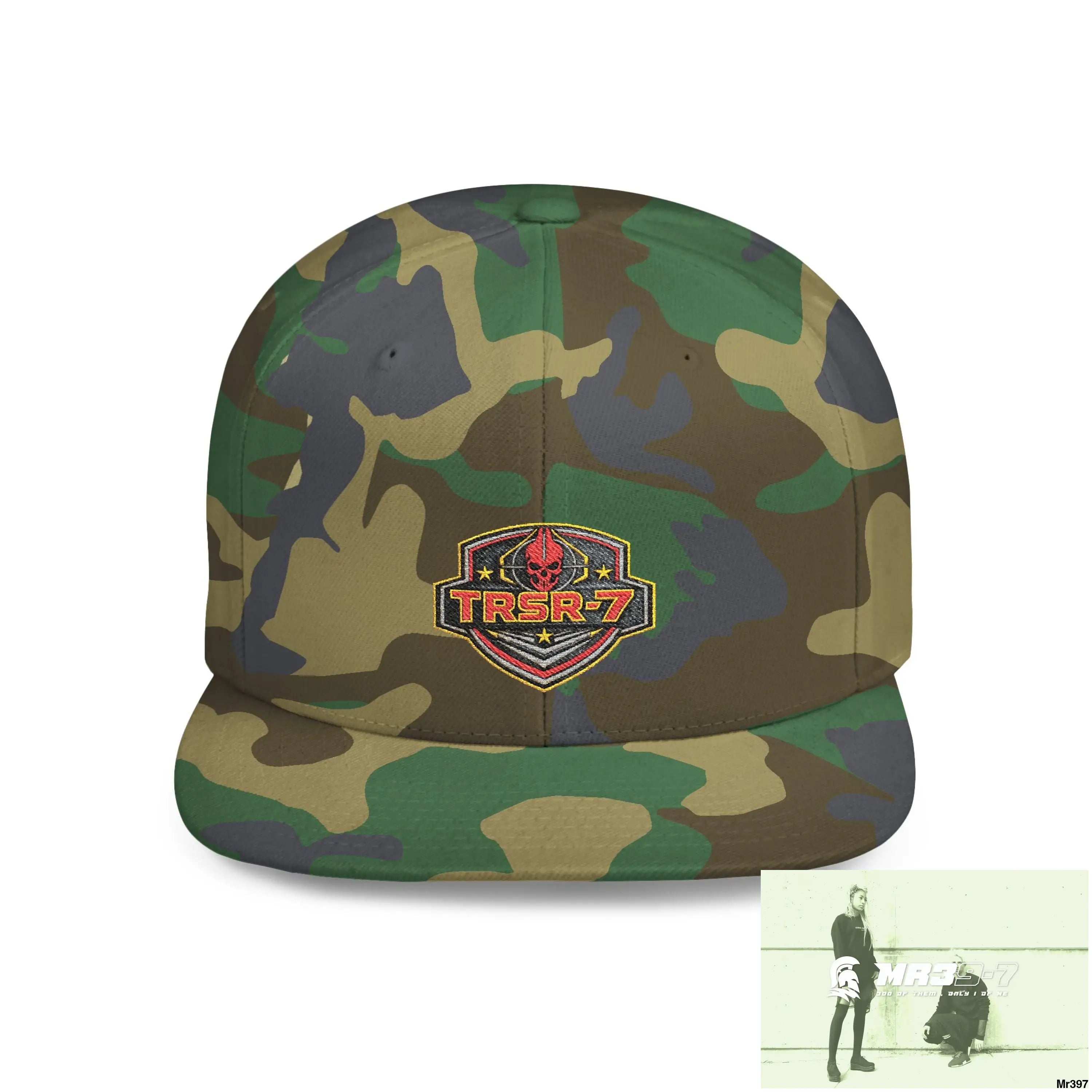 Snapback Hat — TRSR-7 Black Ops - SoCom Retro Logo Flat-Bill Cap One size / Green Camo Hats