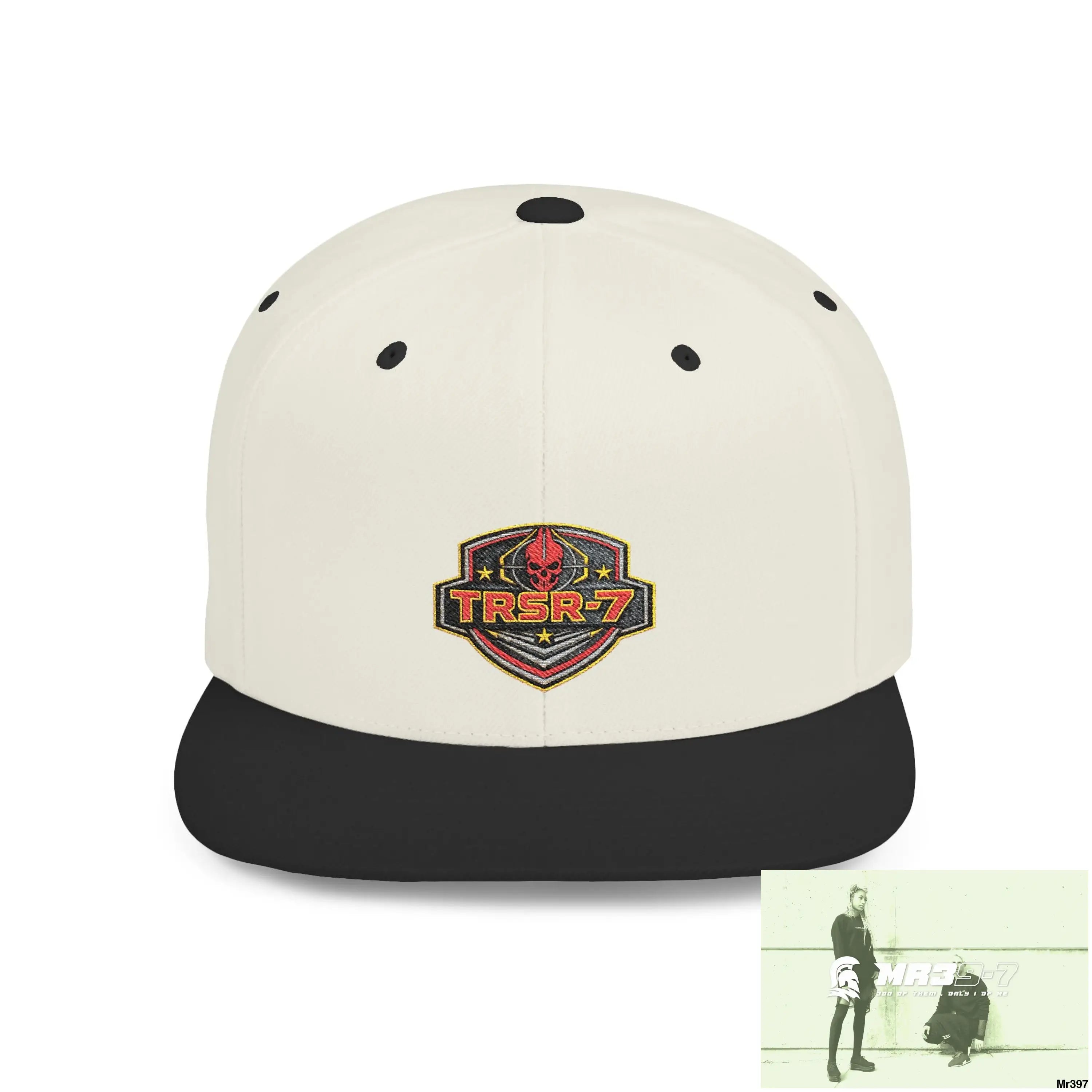 Snapback Hat — TRSR-7 Black Ops - SoCom Retro Logo Flat-Bill Cap One size / Natural/Black Hats