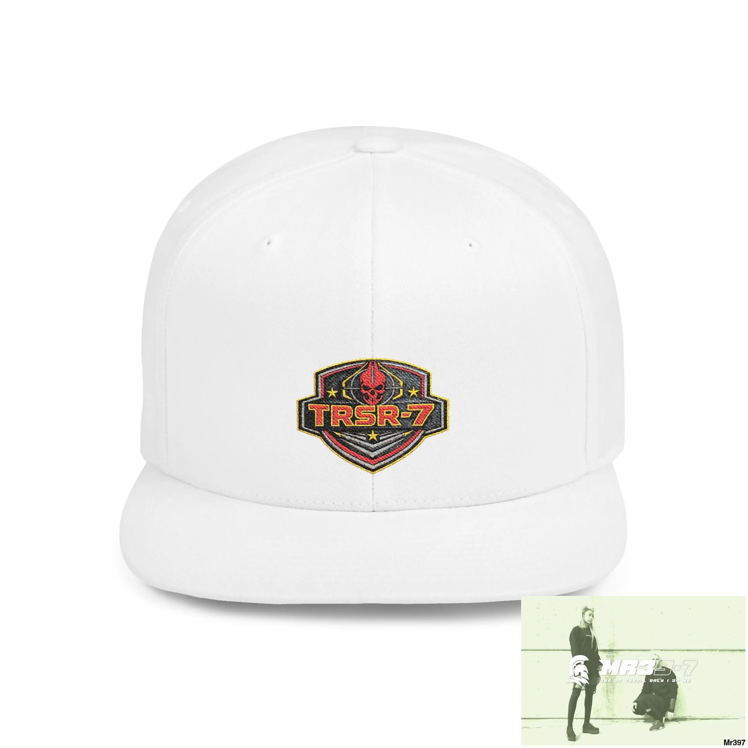 Snapback Hat — TRSR-7 Black Ops - SoCom Retro Logo Flat-Bill Cap One size / White Hats
