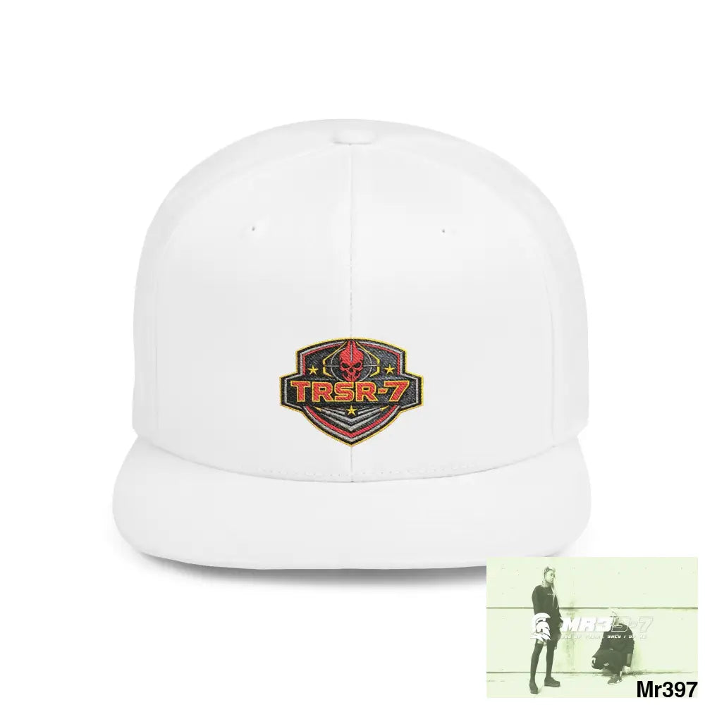Snapback Hat — TRSR-7 Black Ops - SoCom Retro Logo Flat-Bill Cap One size / White Hats