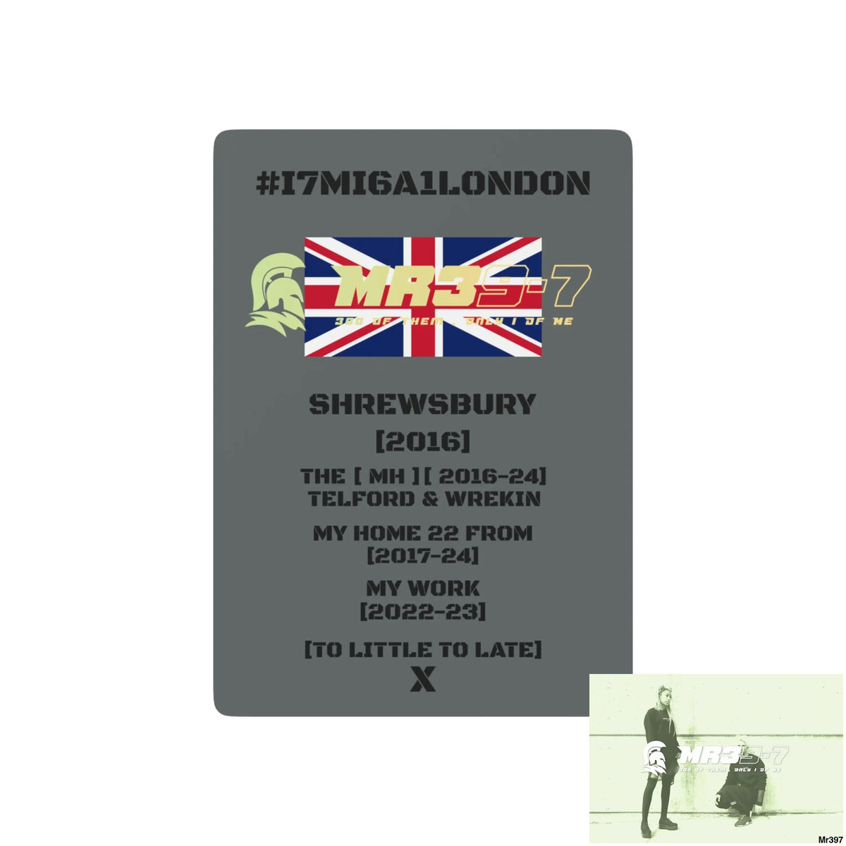 SPA Mr39-7 #I7MI6A1London Shrewsbury Telford & Wrekin MH,My Home My Work Ltd Edition Custom Poker Cards 2.5’’ x 3.5’’