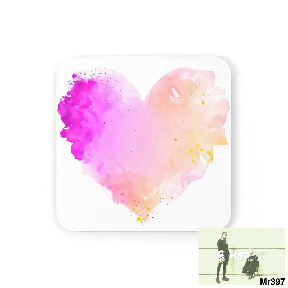 Splashed heart life Corkwood Coaster Set Cork / 3.75’’ × 3.75’’ / Square Home Decor