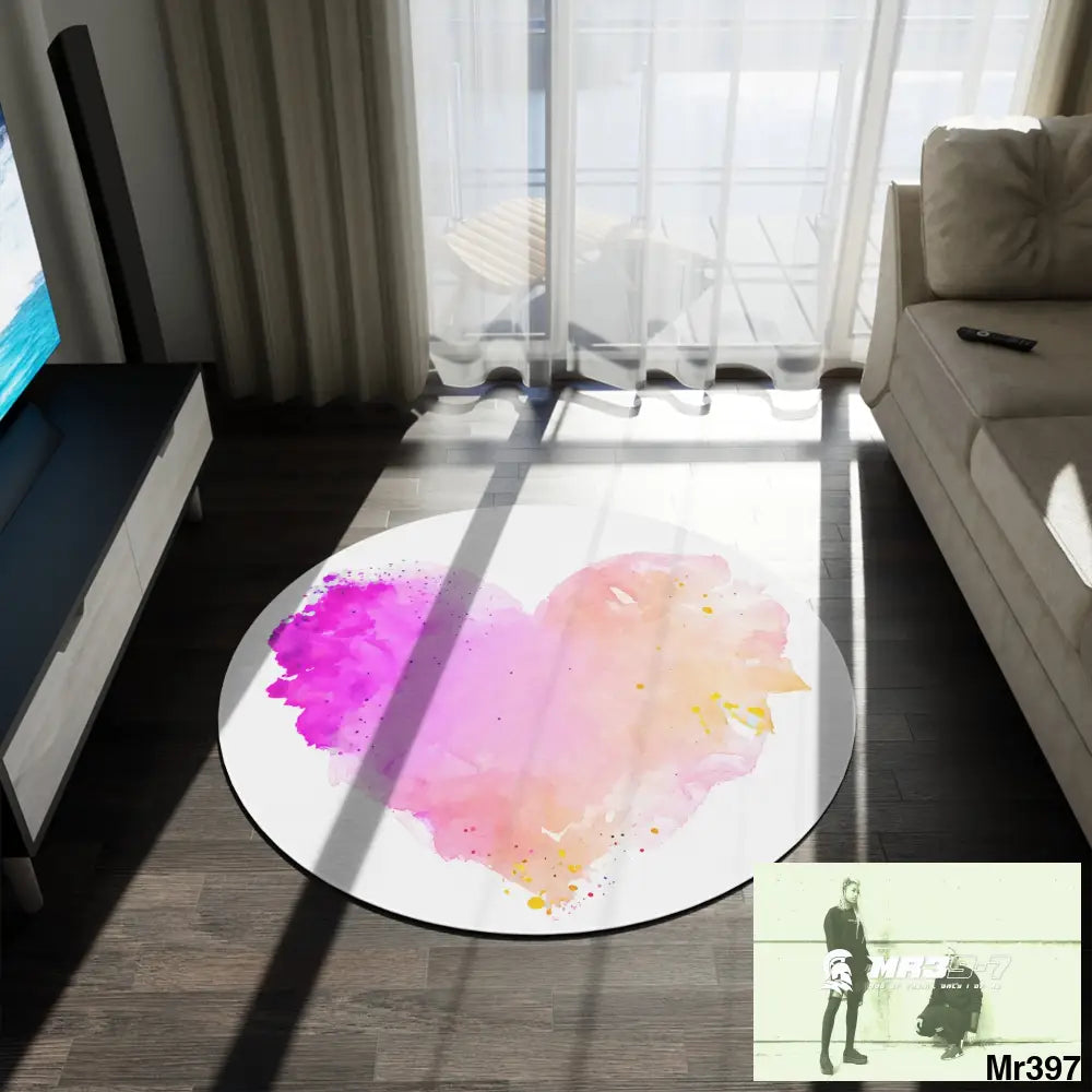 Splashed heart Round Rug 60’’ × 60’’ Home Decor