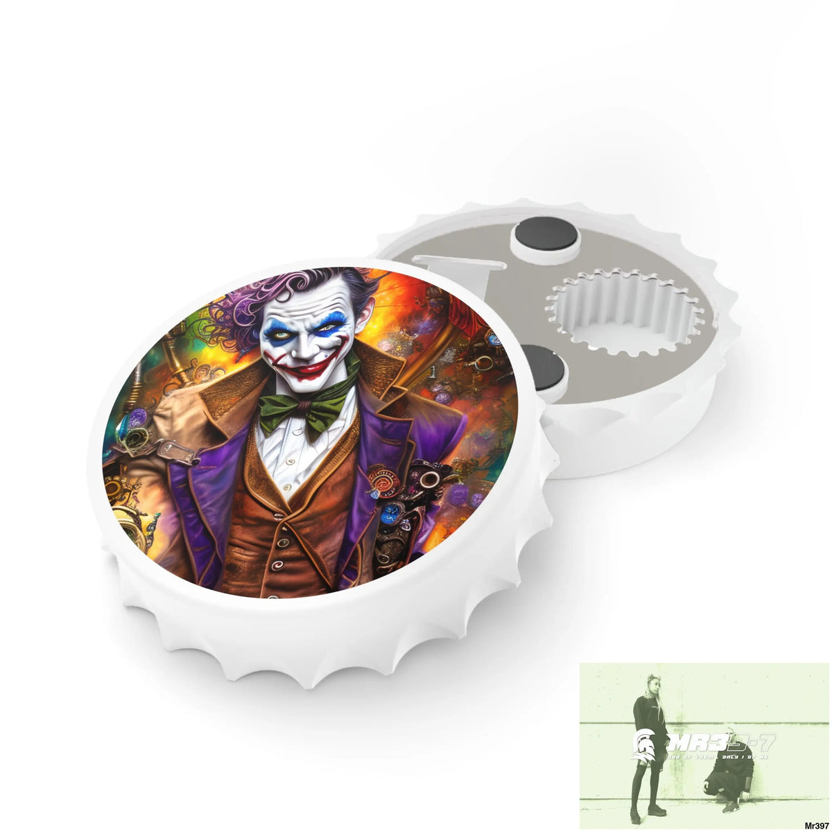 Steampunk Joker Hearts Tribal Fractal Magnetic Bottle Opener. One size / White Accessories