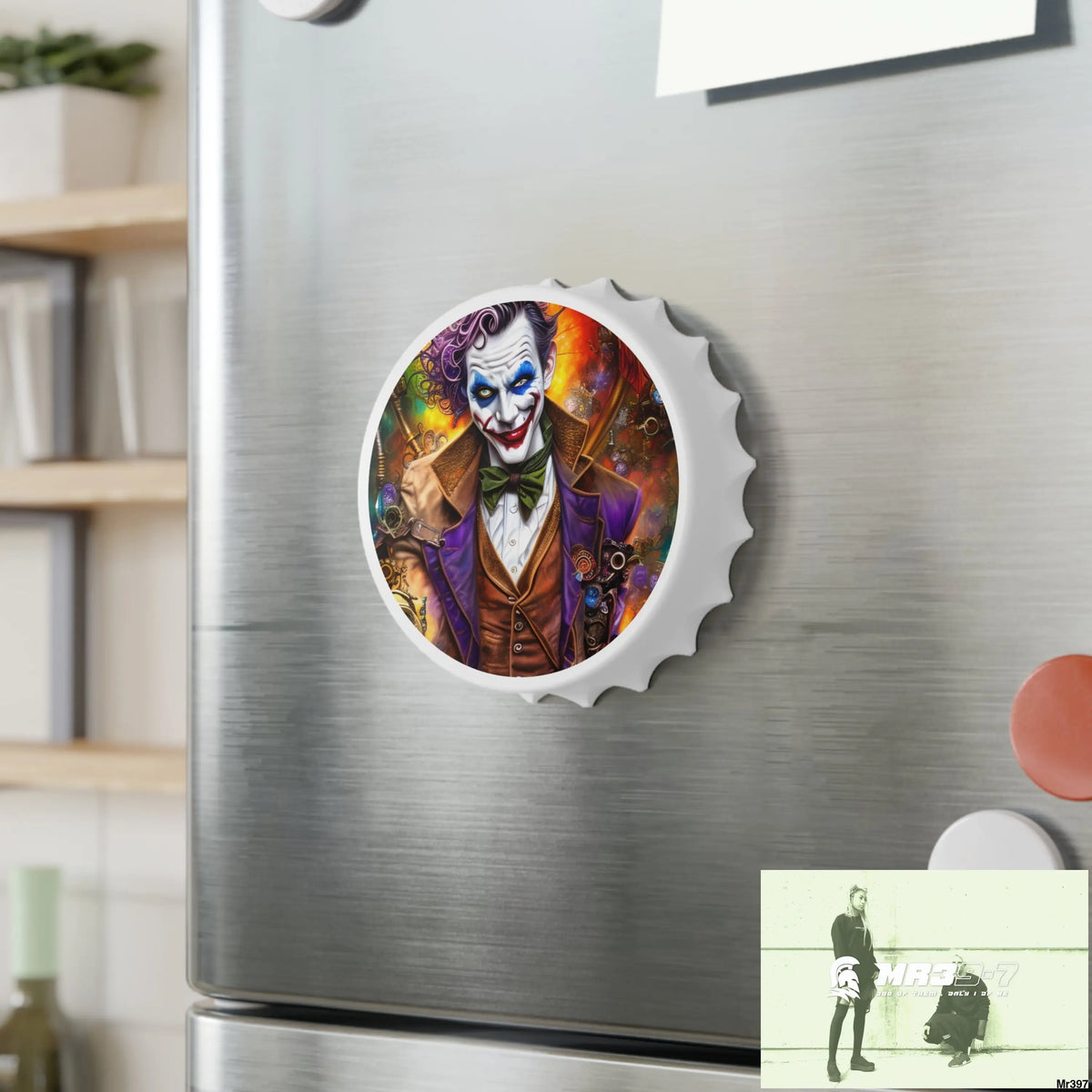 Steampunk Joker Hearts Tribal Fractal Magnetic Bottle Opener. One size / White Accessories