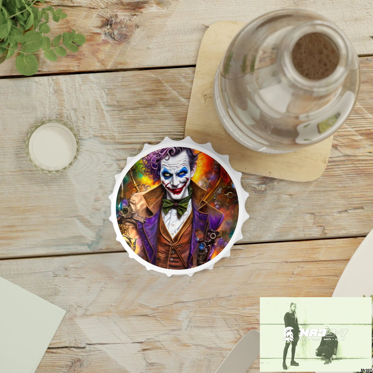 Steampunk Joker Hearts Tribal Fractal Magnetic Bottle Opener. One size / White Accessories