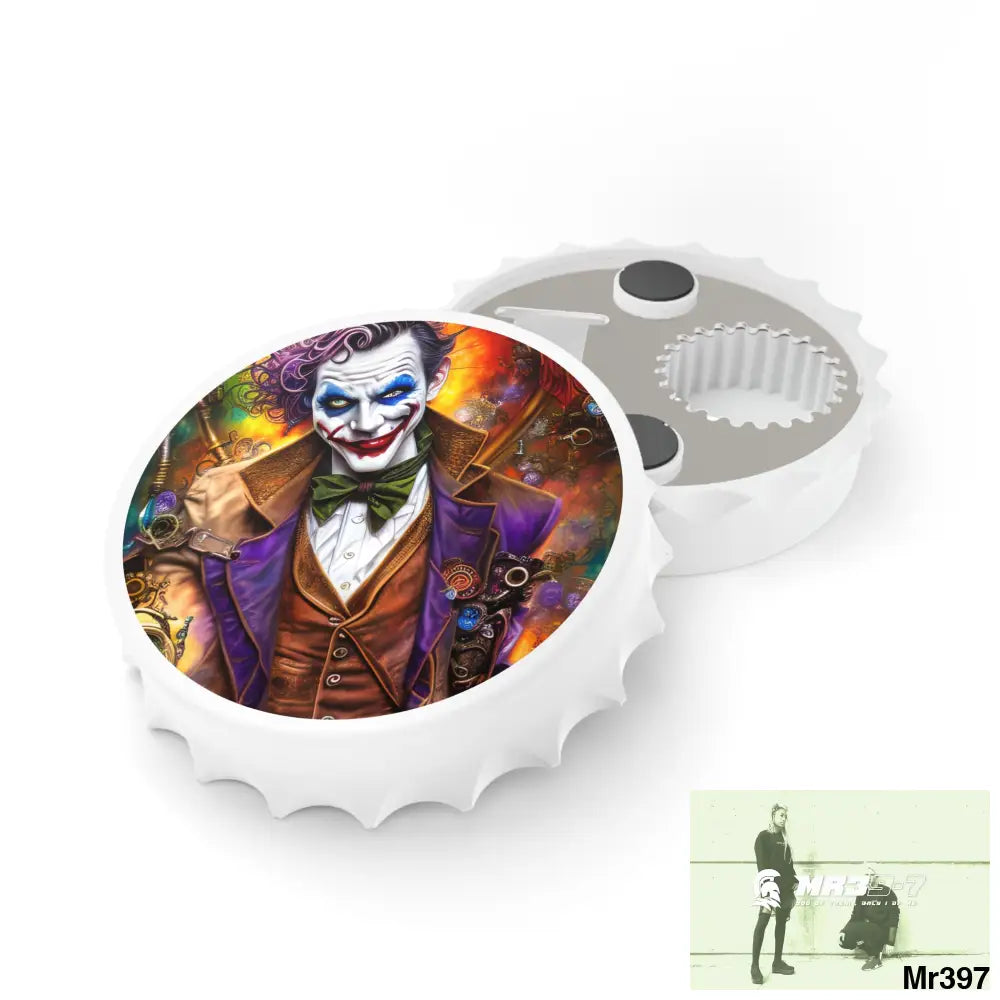 Steampunk Joker Hearts Tribal Fractal Magnetic Bottle Opener. One size / White Accessories