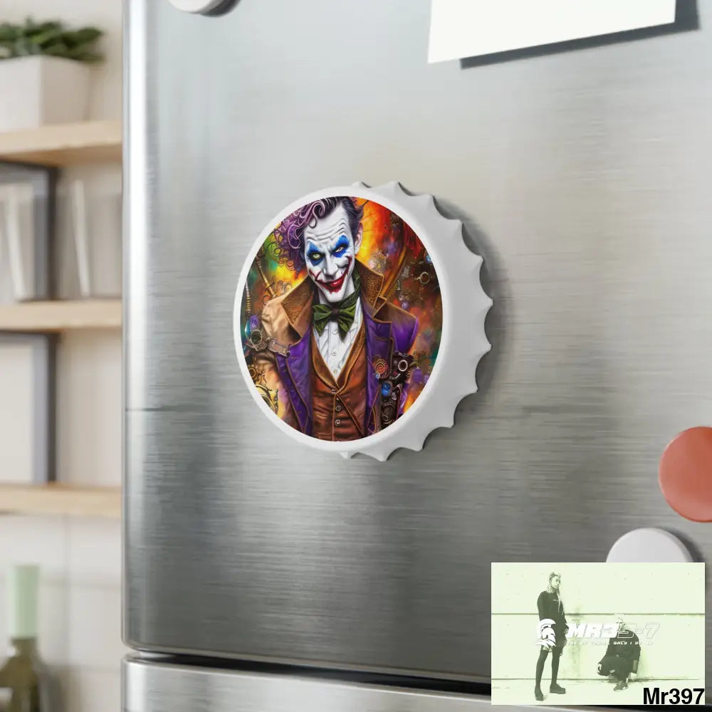 Steampunk Joker Hearts Tribal Fractal Magnetic Bottle Opener. One size / White Accessories