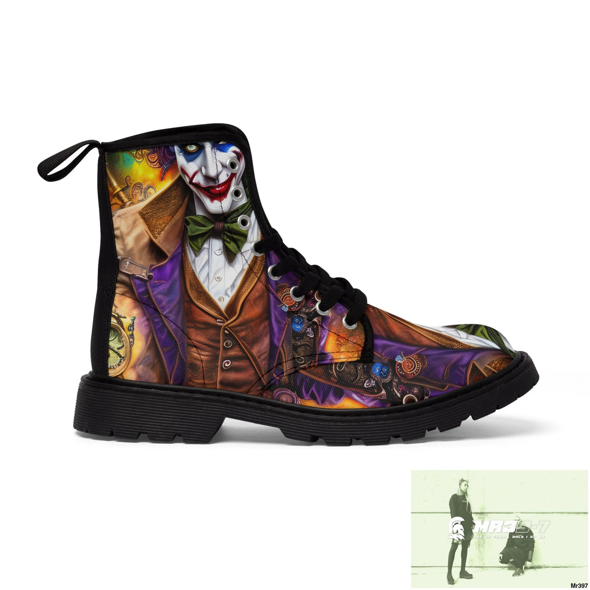 Steampunk Joker Hearts Tribal fractal Mens Canvas Boots Shoes