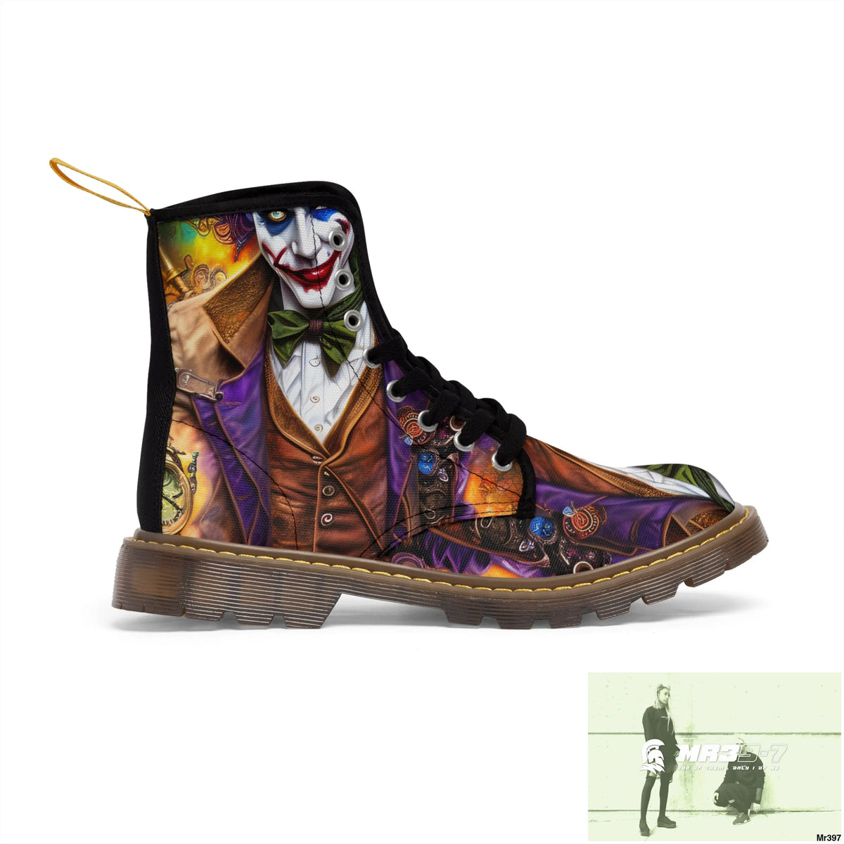 Steampunk Joker Hearts Tribal fractal Mens Canvas Boots Shoes