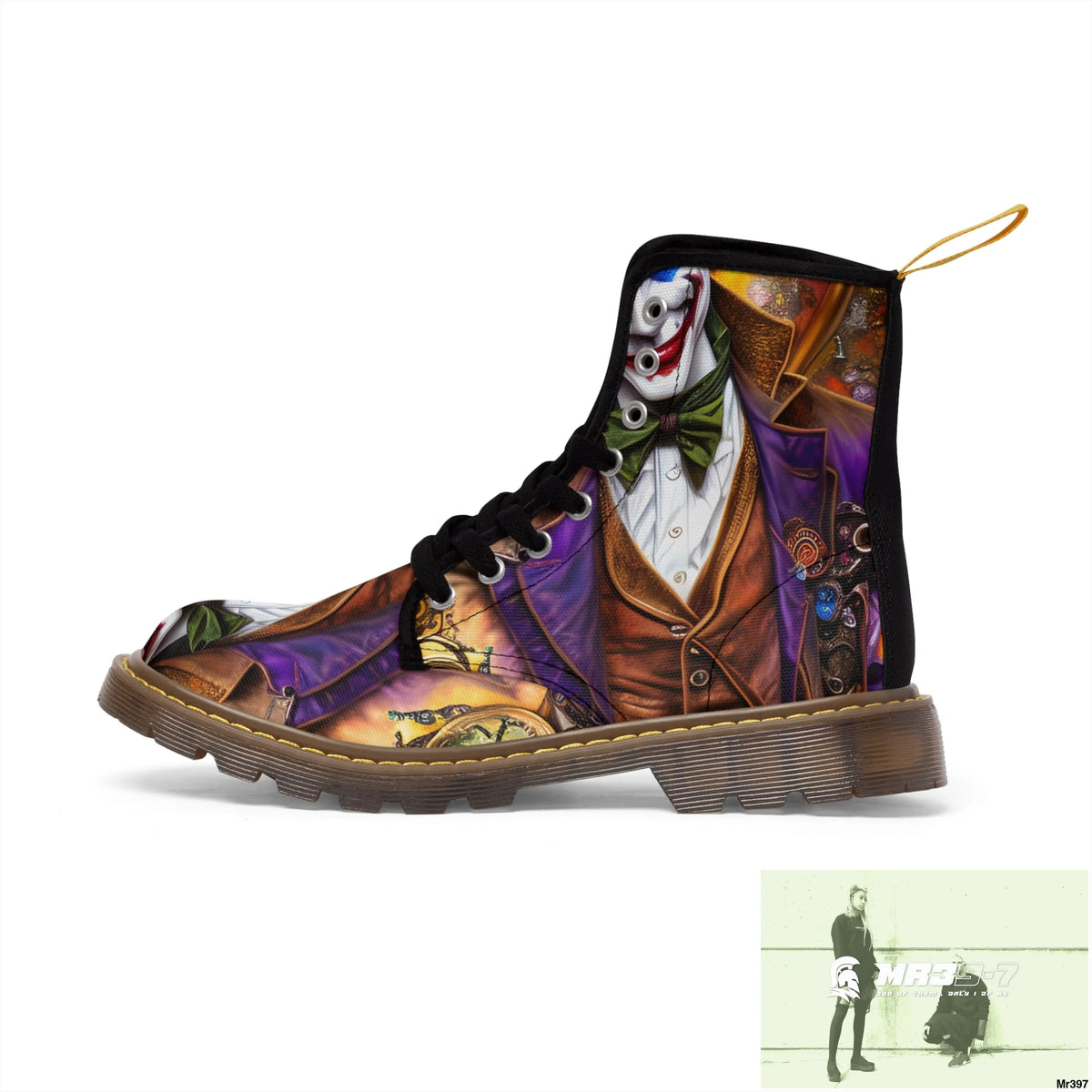 Steampunk Joker Hearts Tribal fractal Mens Canvas Boots Shoes