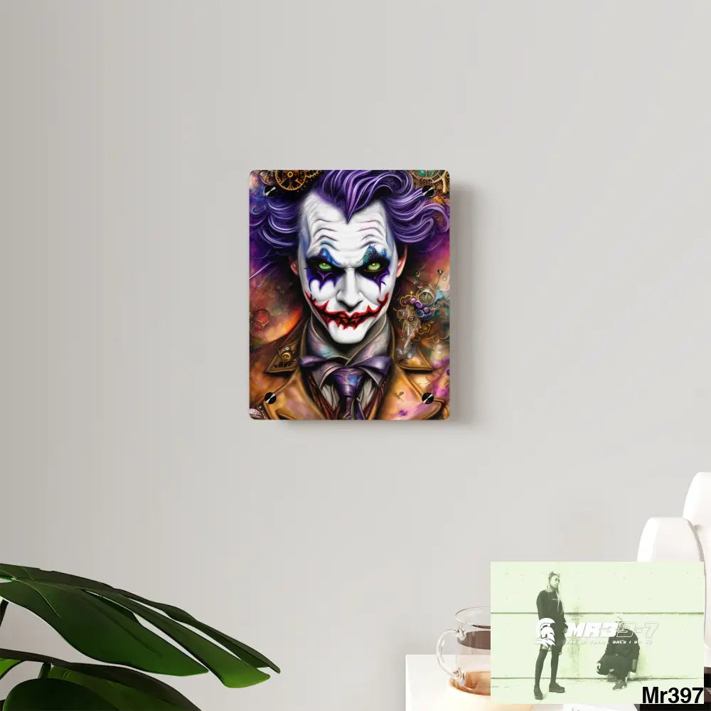 Steampunk Joker Hearts Tribal Fractal Watercolor Digital Painting Hyper Acrylic Wall Art Panels Home Decor