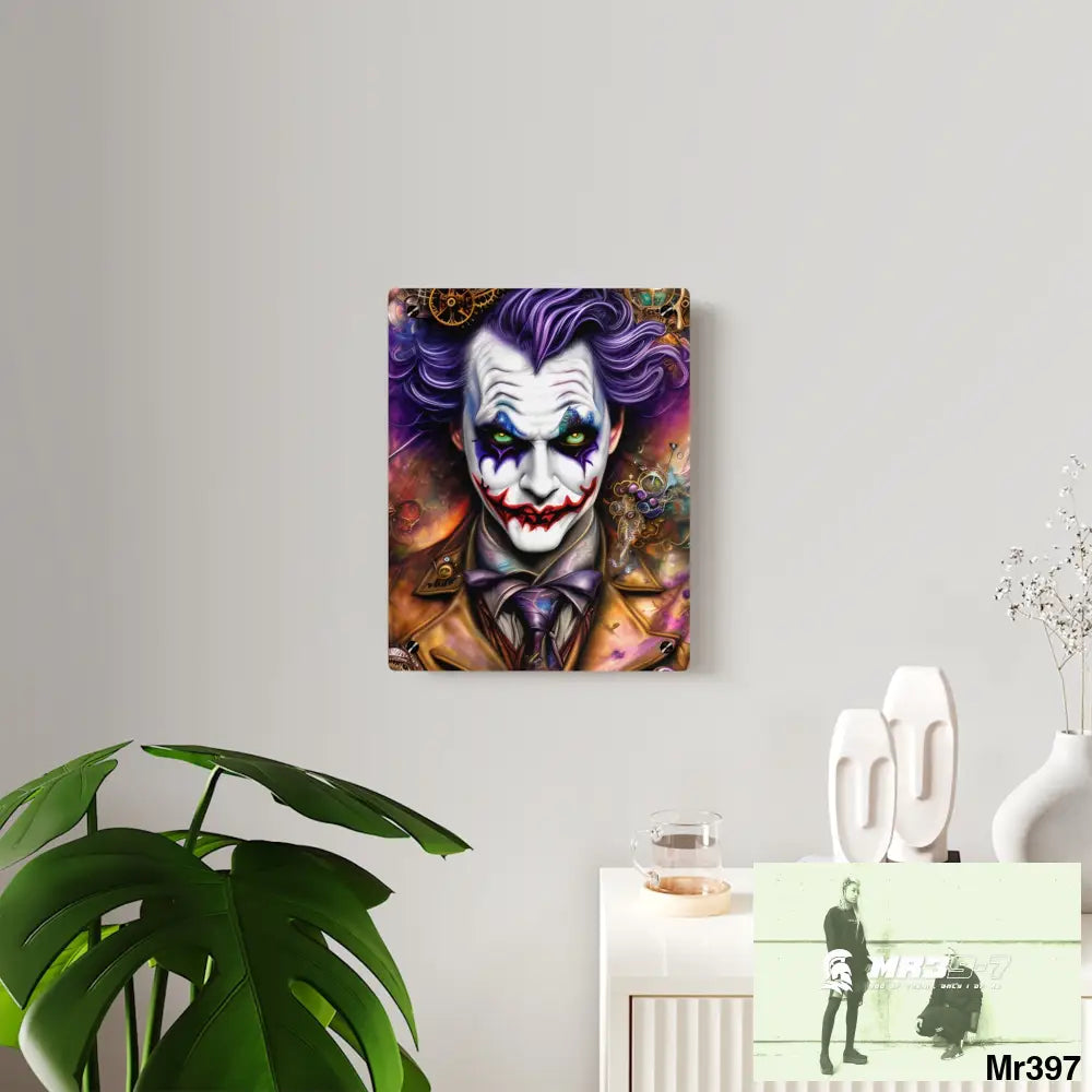 Steampunk Joker Hearts Tribal Fractal Watercolor Digital Painting Hyper Acrylic Wall Art Panels Home Decor