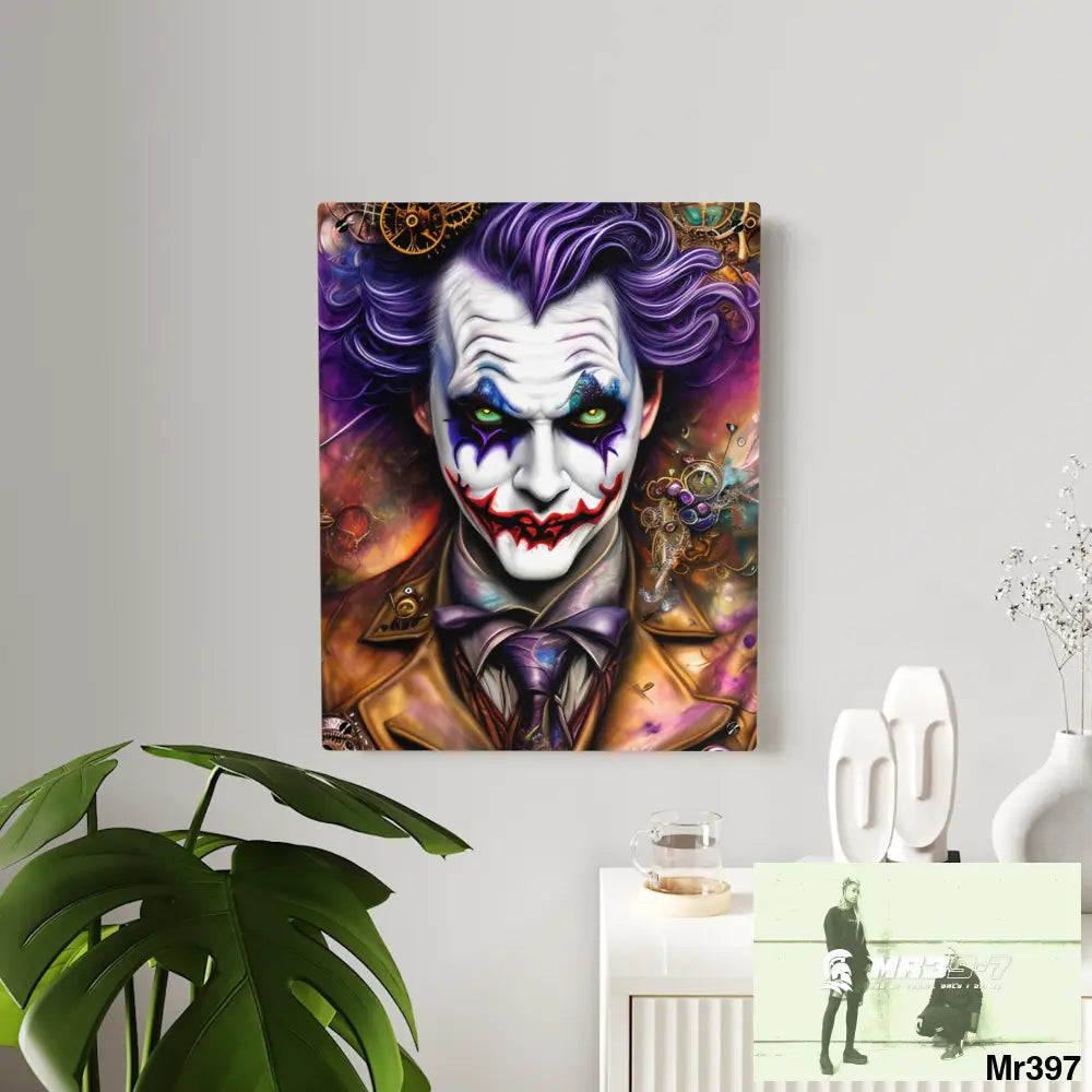 Steampunk Joker Hearts Tribal Fractal Watercolor Digital Painting Hyper Acrylic Wall Art Panels Home Decor