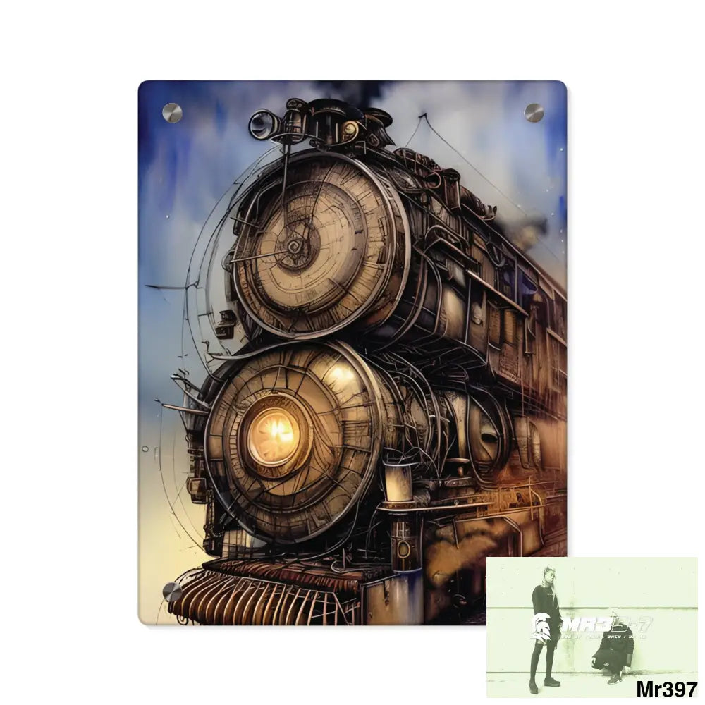 Steampunk Locamotive Acrylic Wall Art Panels 11″ x 14″ (Vertical) / 0.25’’ Home Decor