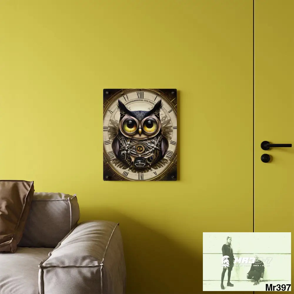 Steampunk Owl Hyper Detailed Ultra Resolution Central Portrait Wall Art Panels Home Decor