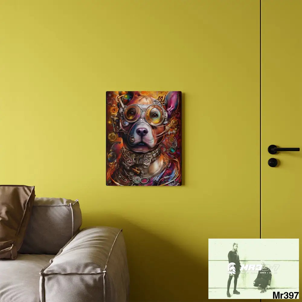 Steampunk Pitbull Hearts Tribal Fractal Watercolor Digital Painting Acrylic Wall Art Panels Home Decor