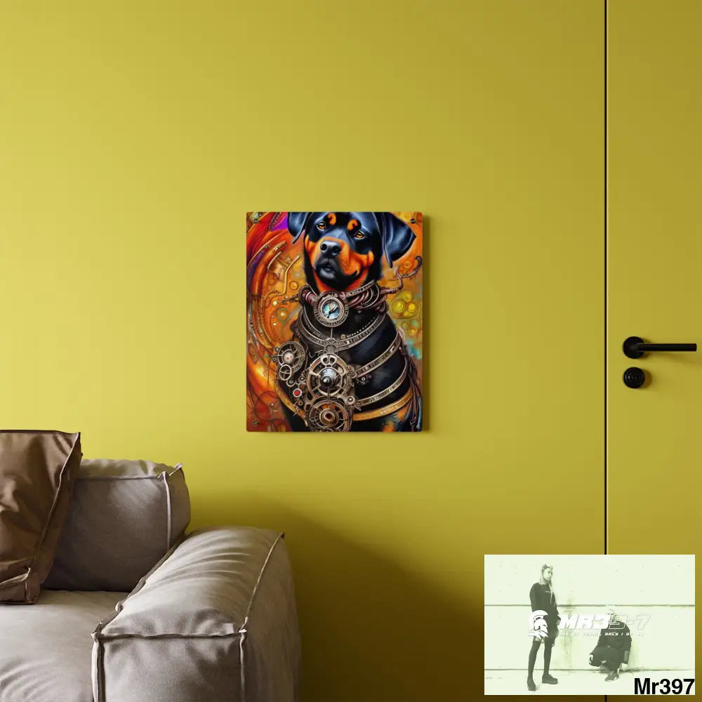 Steampunk Rottweiler Hearts Tribal Fractal Water color Digital Painting Acrylic Wall Art Panels Home Decor
