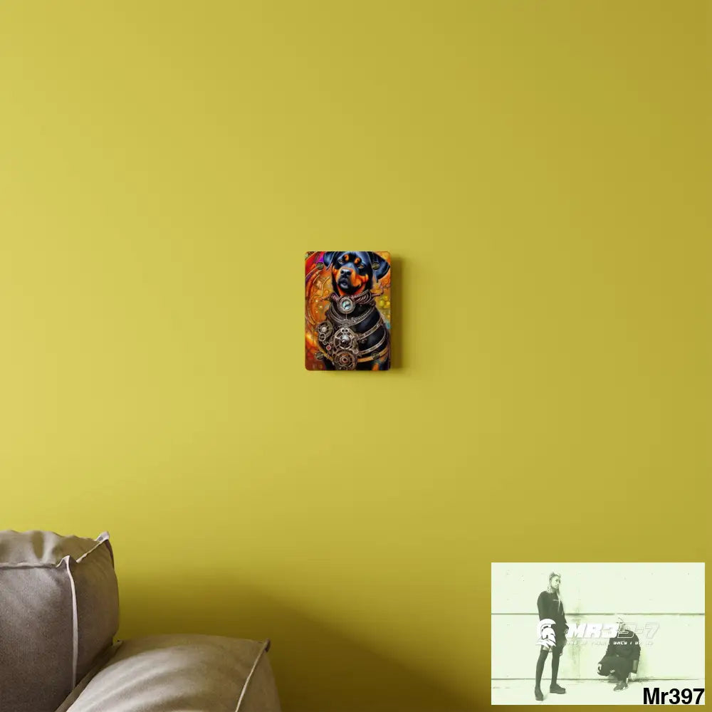 Steampunk Rottweiler Hearts Tribal Fractal Water color Digital Painting Acrylic Wall Art Panels Home Decor