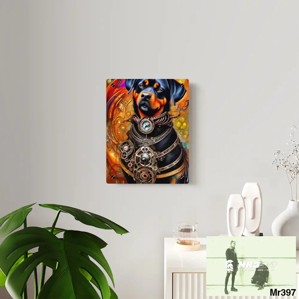 Steampunk Rottweiler Hearts Tribal Fractal Water color Digital Painting Acrylic Wall Art Panels Home Decor
