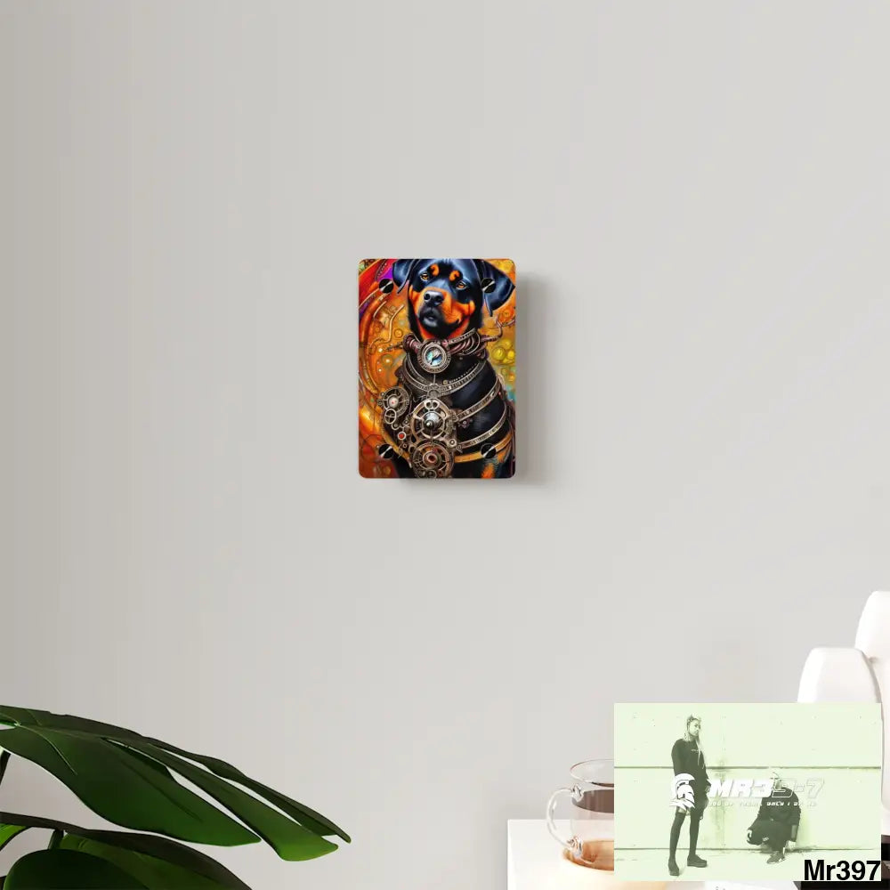 Steampunk Rottweiler Hearts Tribal Fractal Water color Digital Painting Acrylic Wall Art Panels Home Decor