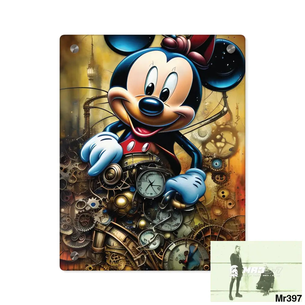 Super Resolution Micky Mouse Steampunk Graphic Wall Art Panels 11″ x 14″ (Vertical) / 0.25’’ Home Decor