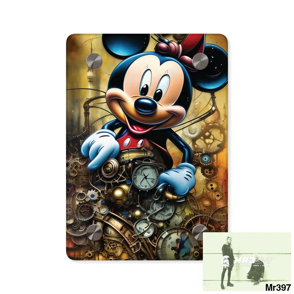 Super Resolution Micky Mouse Steampunk Graphic Wall Art Panels 5’’ x 7’’ (Vertical) / 0.25’’ Home Decor
