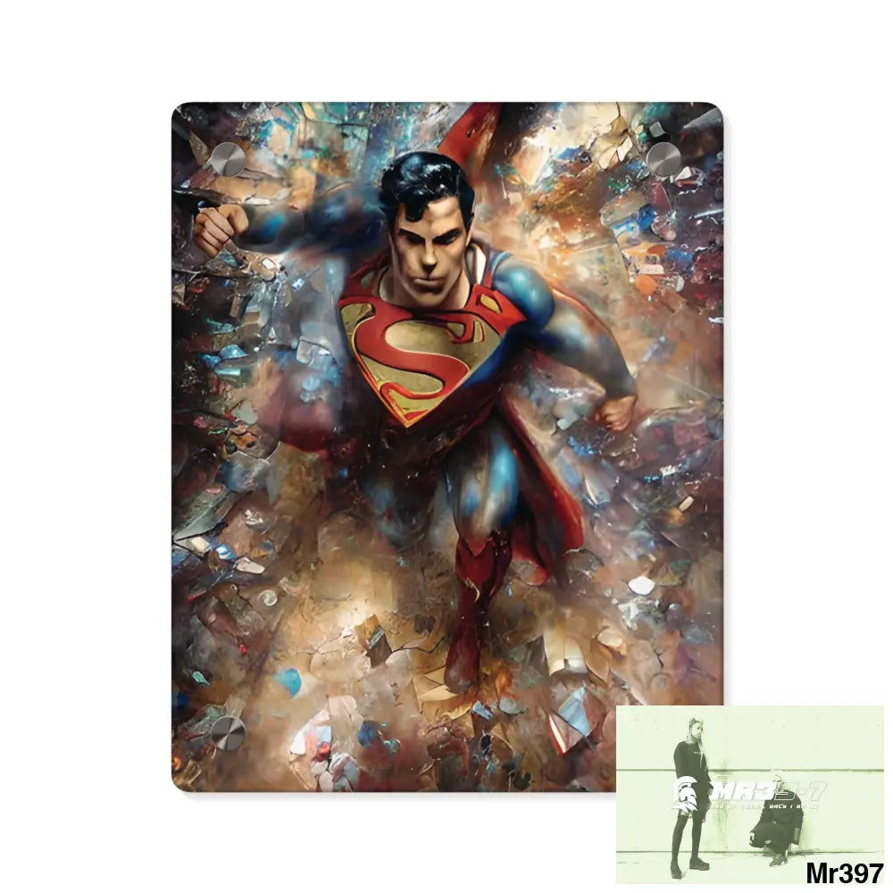 SuperResolution Superman Steampunk Painterly Graphic Acrylic Wall Art Panels 8″ x 10″ (Vertical) / 0.25’’ Home Decor
