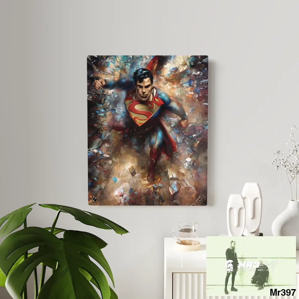 SuperResolution Superman Steampunk Painterly Graphic Acrylic Wall Art Panels Home Decor