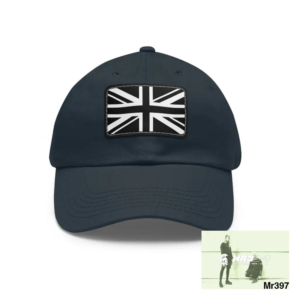 Tactical Union Jack GBR Dad Hat with Leather Patch (Rectangle) Navy / Black patch / Rectangle / One size Hats