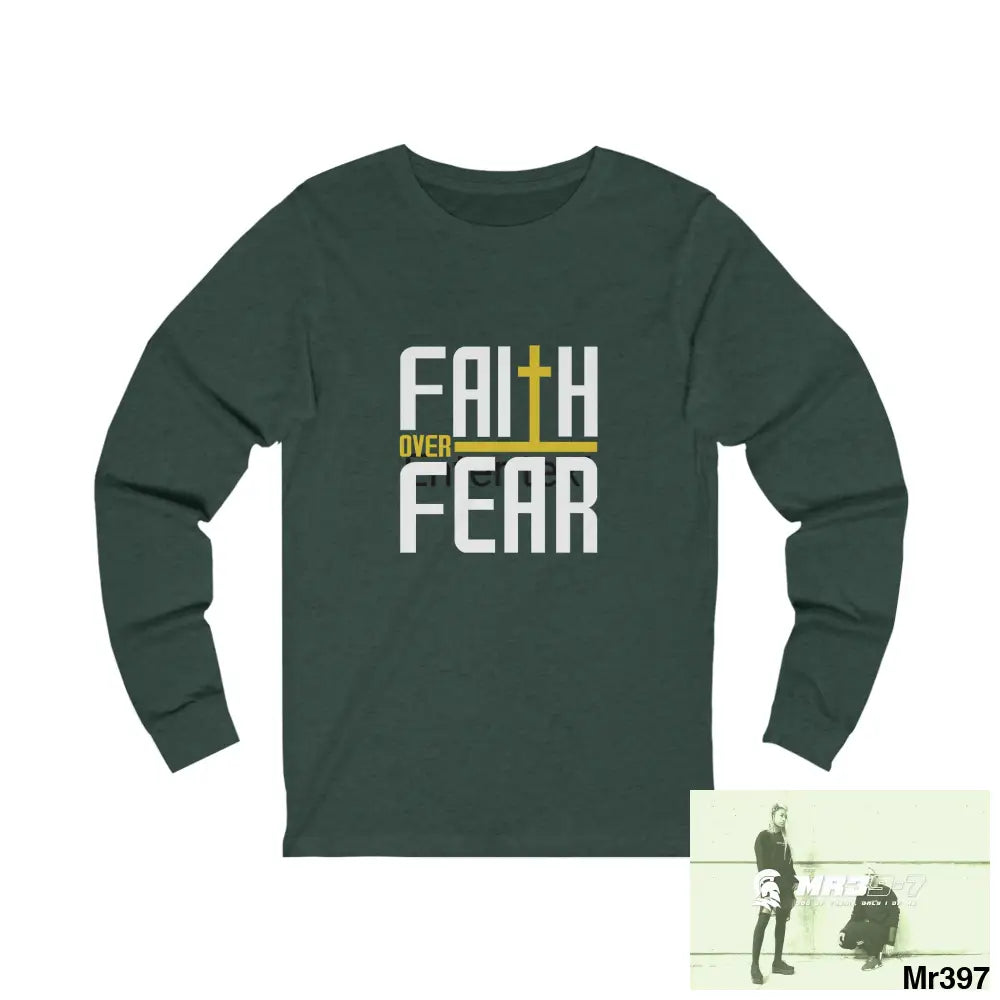 Thailand A1Vigilante Faith over Fear Unisex Jersey Long Sleeve Tee S / Heather Forest Long-sleeve