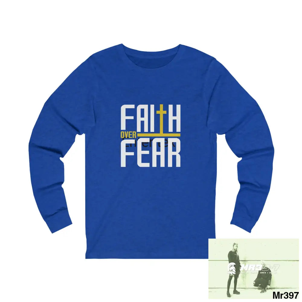 Thailand A1Vigilante Faith over Fear Unisex Jersey Long Sleeve Tee XL / True Royal TriBlend Long-sleeve