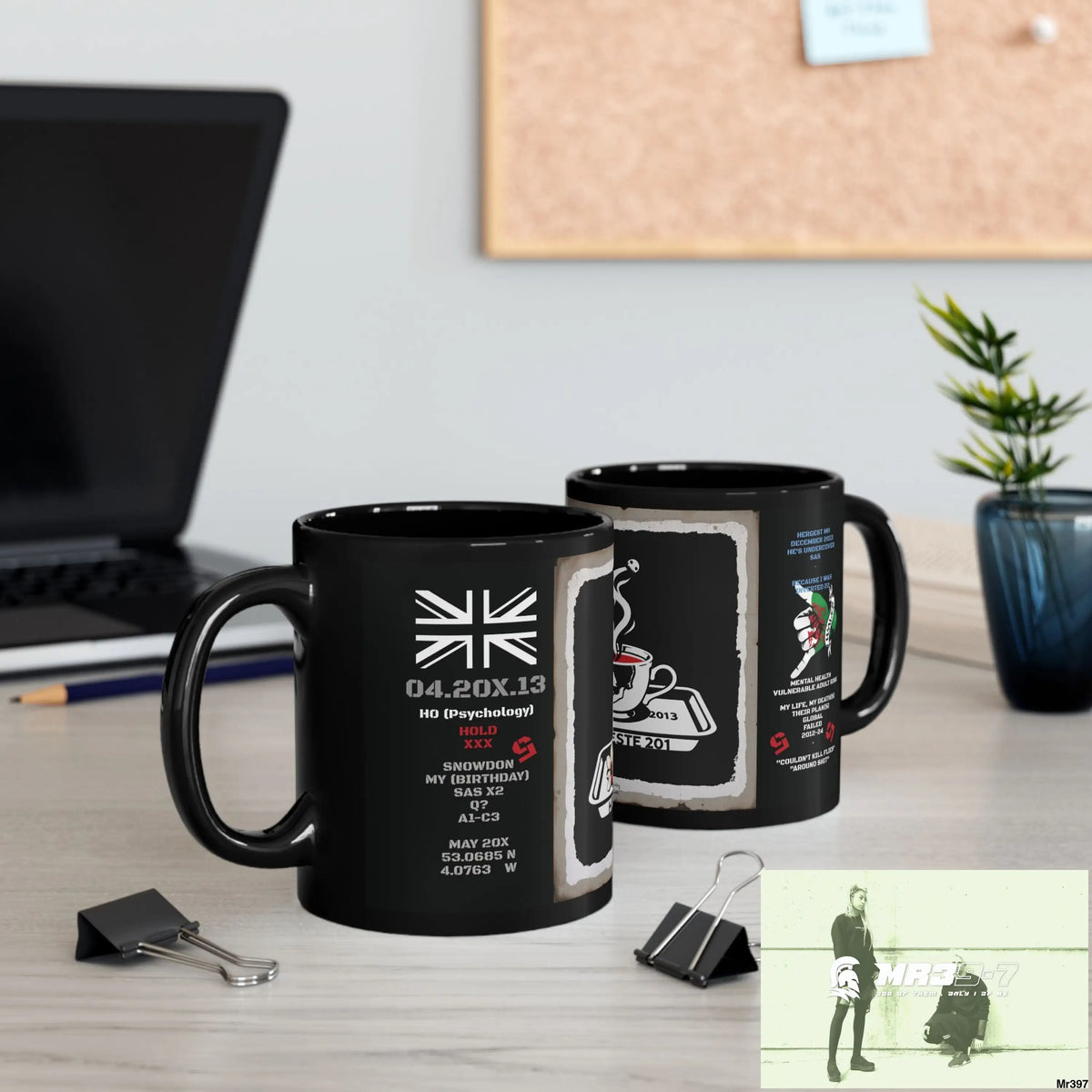The 3 SAS Links -Thailand -Barmouth -Hergest Mental Health VAR My Deaths Fail 2001 -2025 11oz Tactical GB / Black Mug