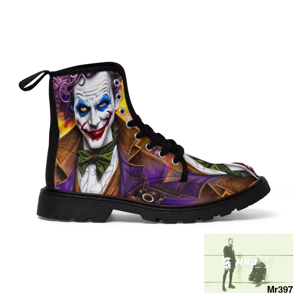 The 3D Steampunk Joker Hearts Tribal Fractal Women’s Canvas Boots Shoes