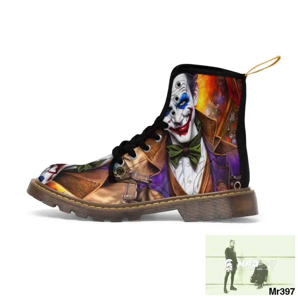 The 3D Steampunk Joker Hearts Tribal Fractal Women’s Canvas Boots Shoes