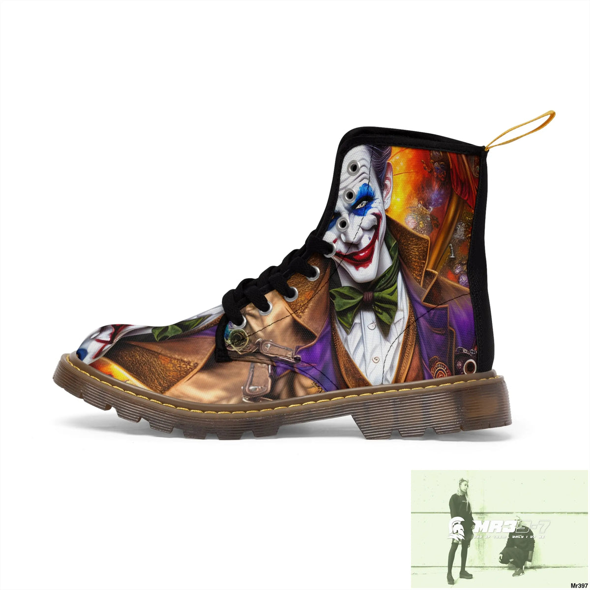 The 3D Steampunk Joker Hearts Tribal Fractal Women’s Canvas Boots Shoes
