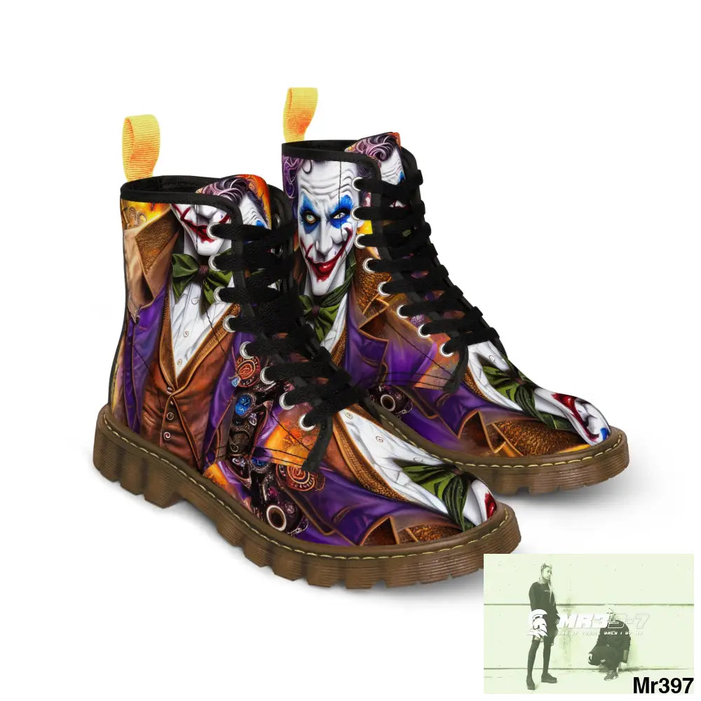 The 3D Steampunk Joker Hearts Tribal Fractal Women’s Canvas Boots Shoes