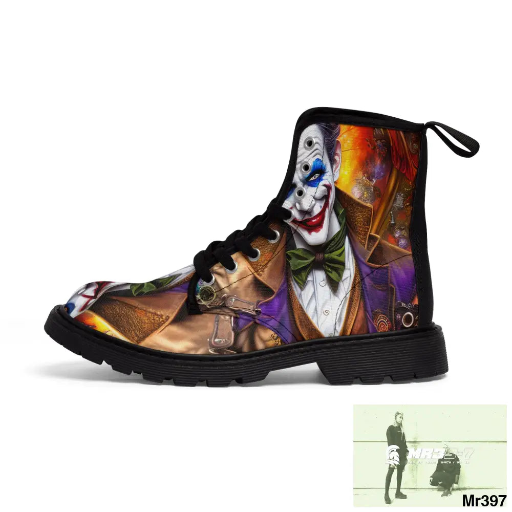 The 3D Steampunk Joker Hearts Tribal Fractal Women’s Canvas Boots Shoes