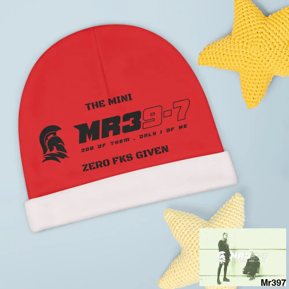 The Mini MR39 Baby Beanie (AOP) Zero fks Given One size / White All Over Prints