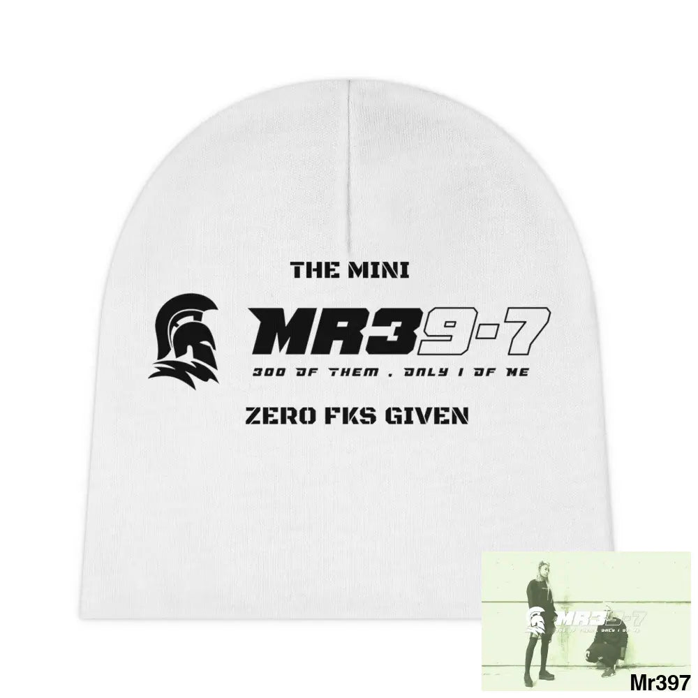 The Mini MR39 Baby Beanie (AOP) Zero fks Given One size / White All Over Prints