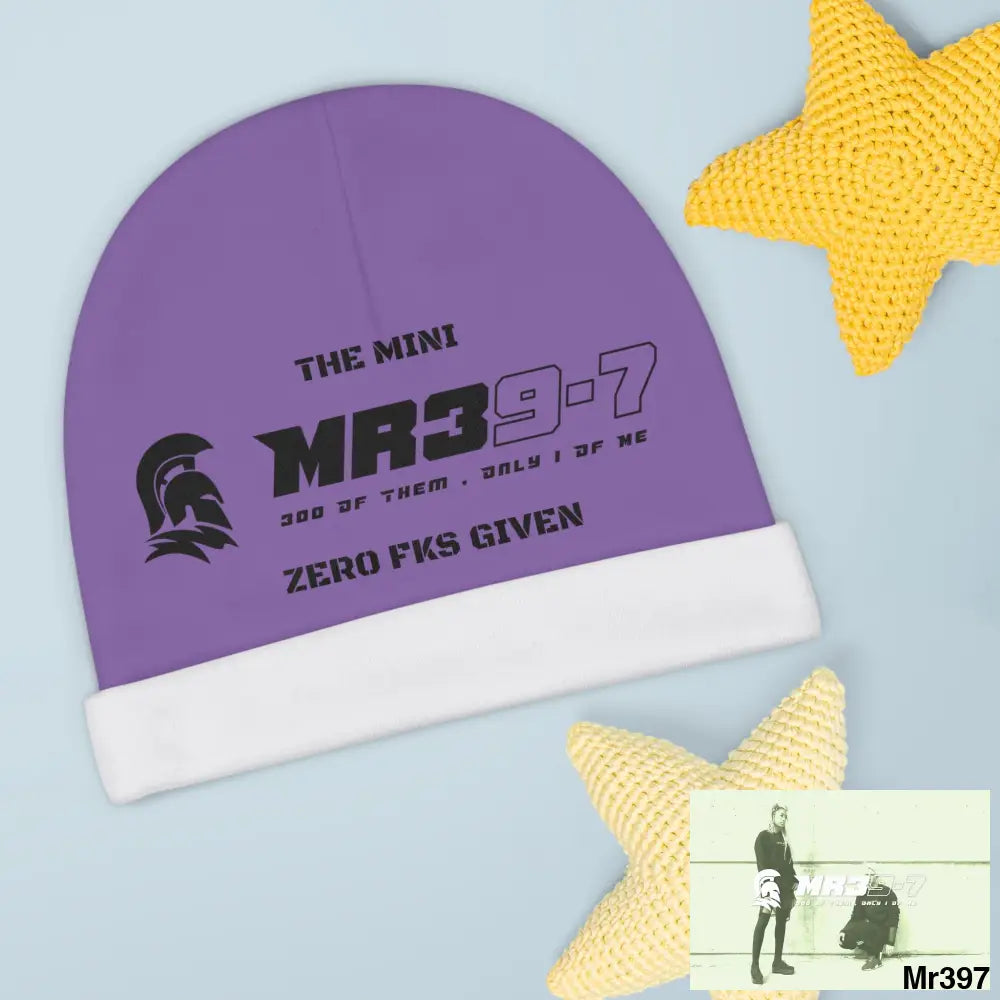 The Mini MR39 Baby Beanie (AOP) Zero fks Given One size / White All Over Prints