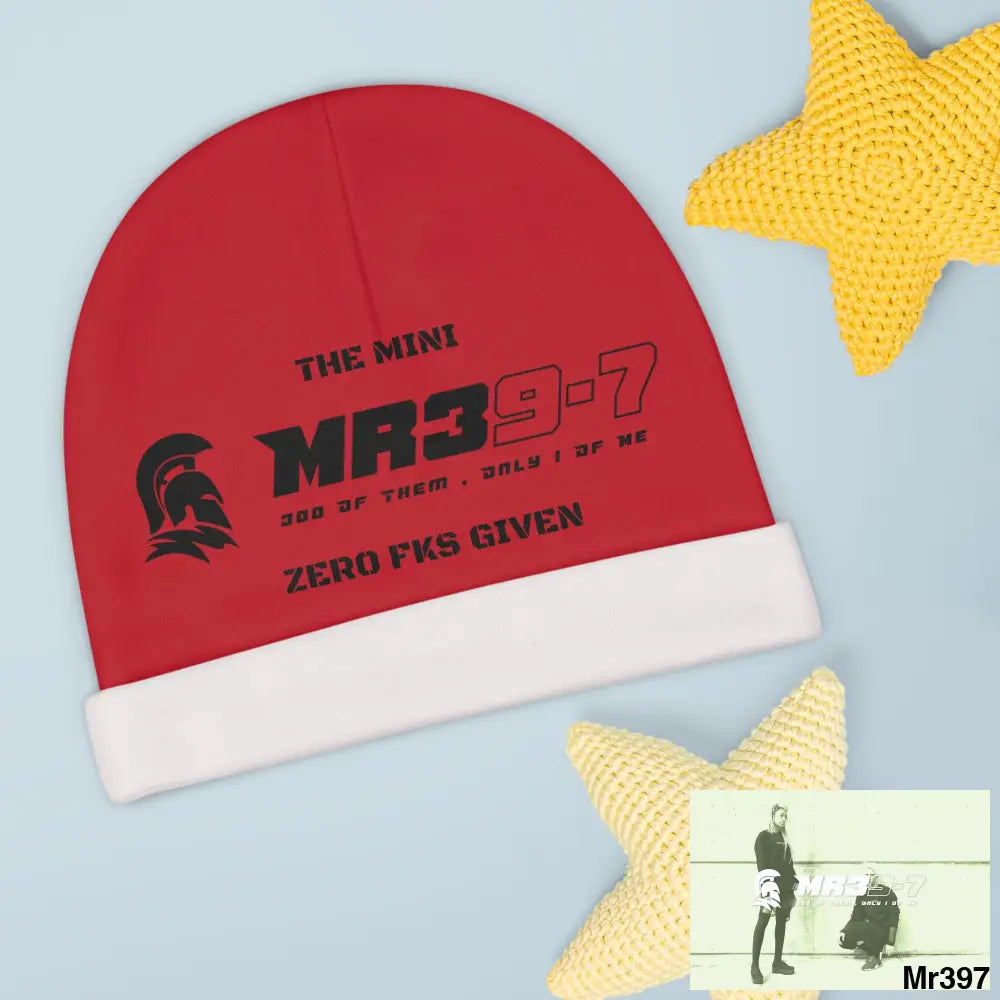 The Mini MR39 Baby Beanie (AOP) Zero fks Given One size / White All Over Prints