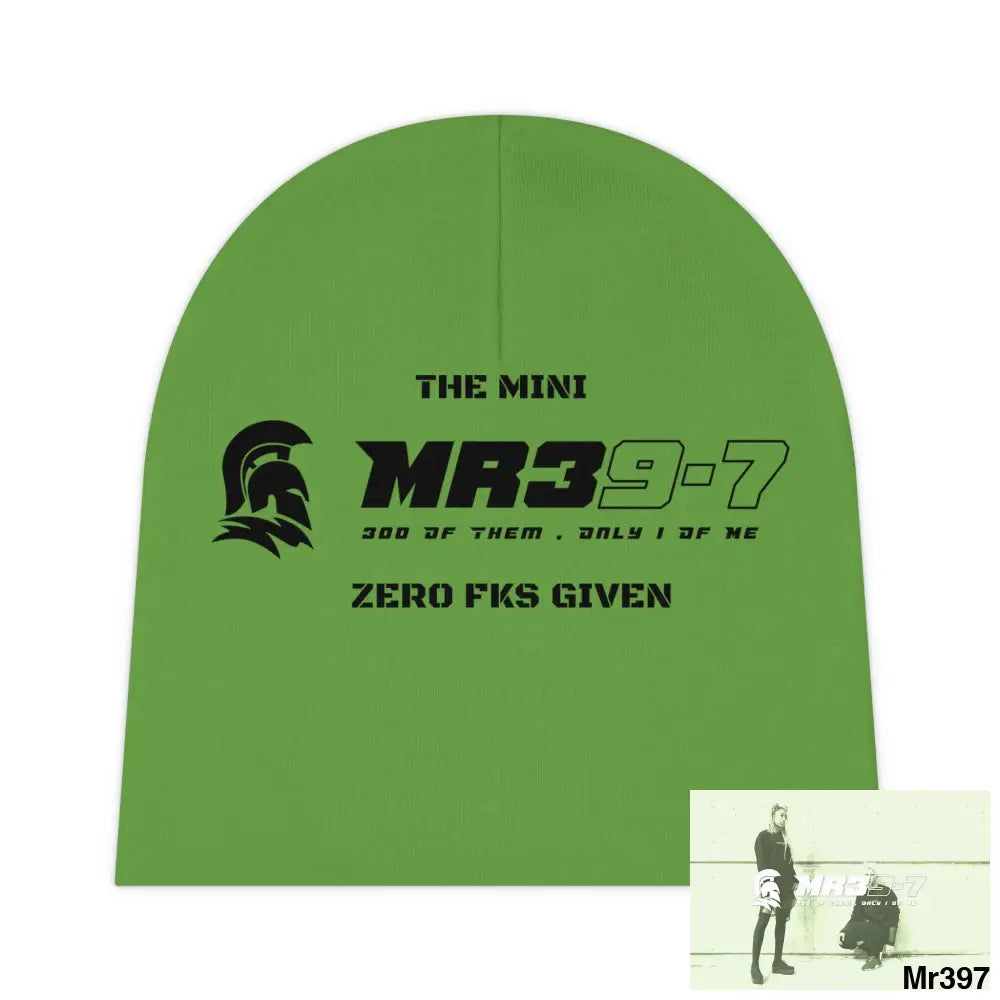 The Mini MR39 Baby Beanie (AOP) Zero fks Given One size / White All Over Prints