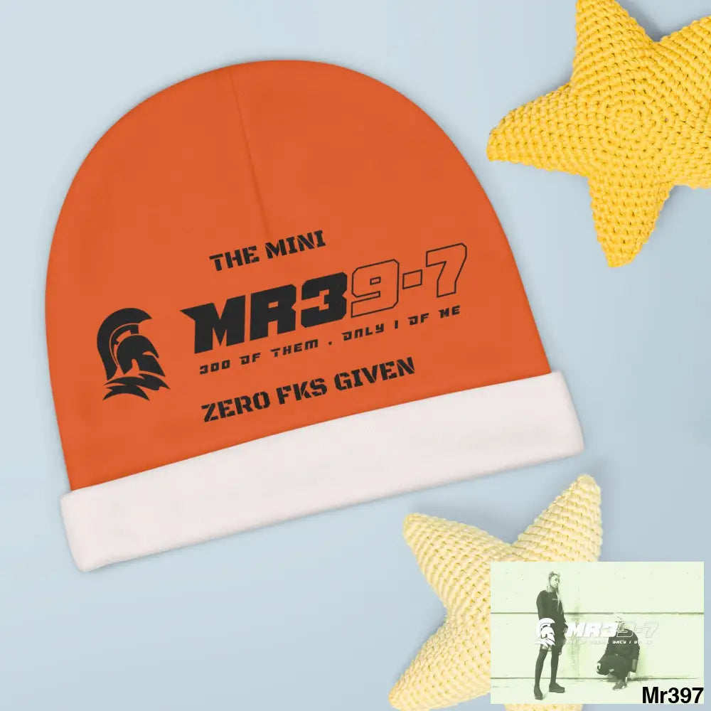 The Mini MR39 Baby Beanie (AOP) Zero fks Given One size / White All Over Prints