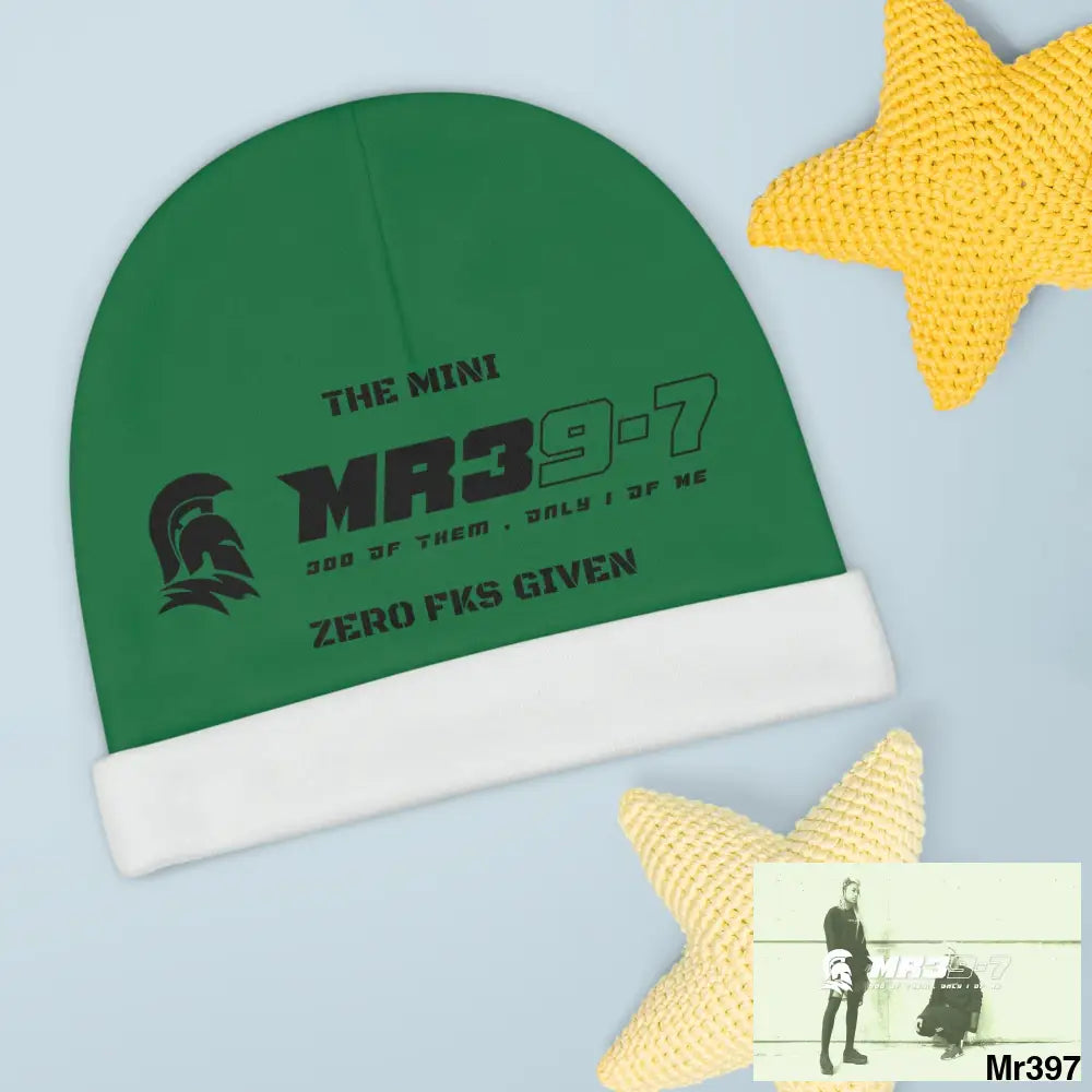 The Mini MR39 Baby Beanie (AOP) Zero fks Given One size / White All Over Prints
