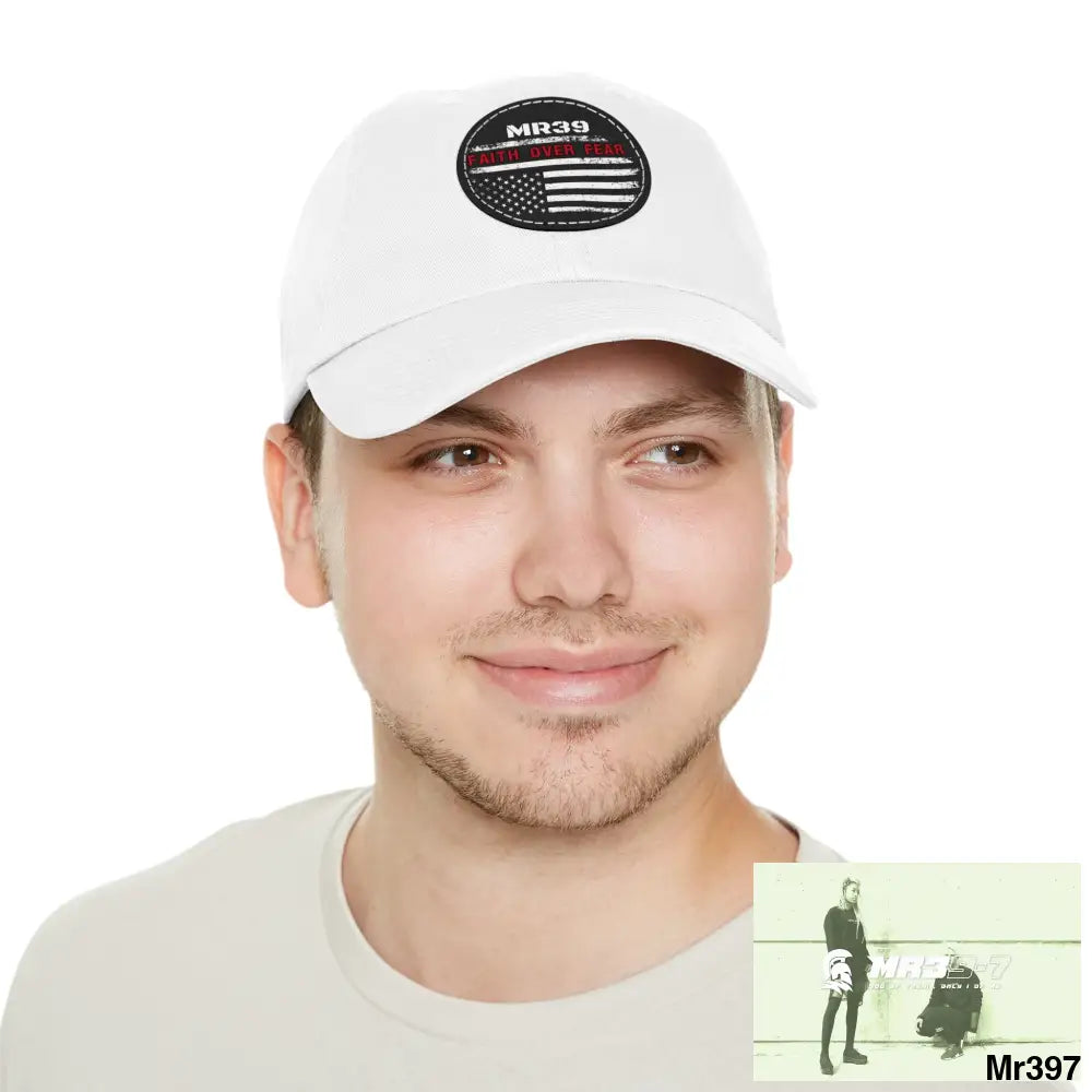 The MR39 Faith over Fear Dad Hat with Leather Patch (Round) Hats