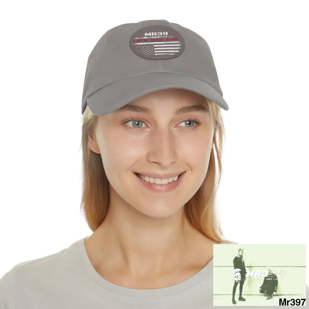 The MR39 Faith over Fear Dad Hat with Leather Patch (Round) Hats