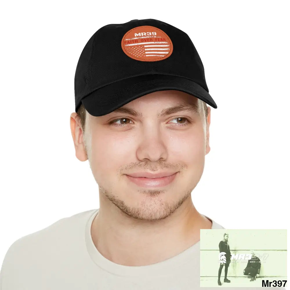 The MR39 Faith over Fear Dad Hat with Leather Patch (Round) Hats